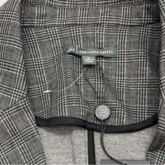 ADRIANNA PAPELL Ponte Knit
Jacquard Plaid Black Gray Size
Medium Jacket Coat - Picture 5 of 8